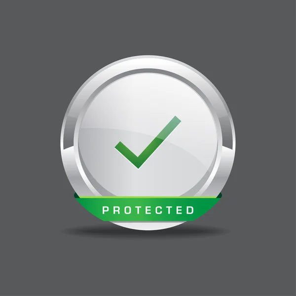 Protected Round Vector Ícone botão branco —  Vetores de Stock