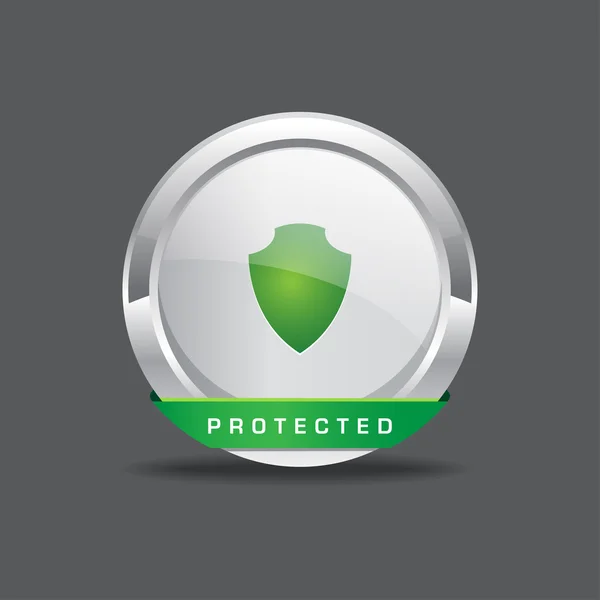 Protected Round Vector Ícone botão branco —  Vetores de Stock