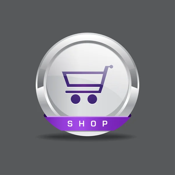 Carrinho de Compras Round Vector Button Icon — Vetor de Stock