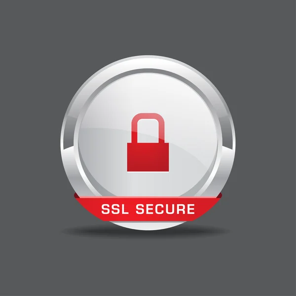 SSL Protection Secure Round Button — Stock Vector