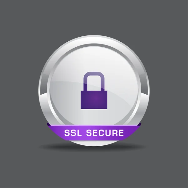 SSL Protection Secure Round Button — Stock Vector