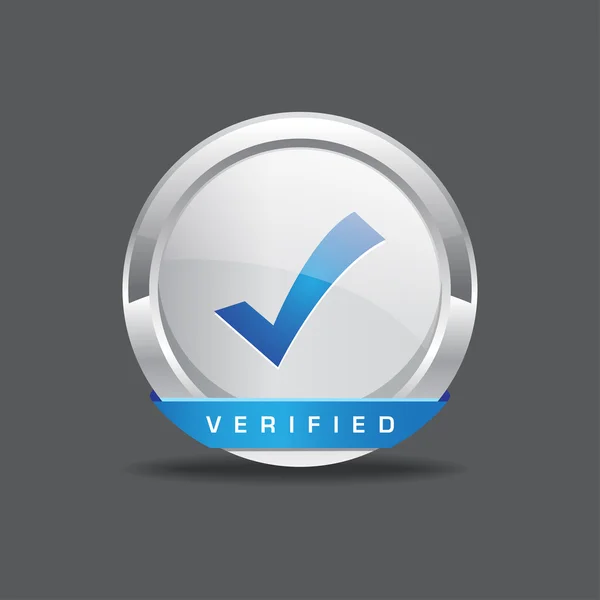 Verified Tick Mark White Button Vector Icon — Stock Vector