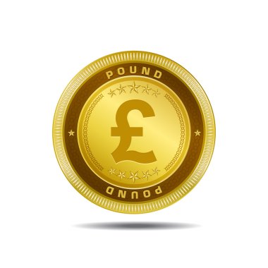 Pound Currency Sign Golden Coin Vector vector