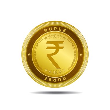 Indian Rupee Sign Golden Coin Vector clipart
