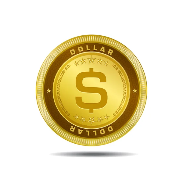 Долар Валюта знак Золота монета Вектор — стоковий вектор