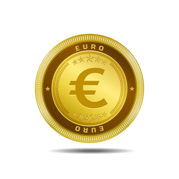Euro Moeda sinal Golden Coin Vector — Vetor de Stock