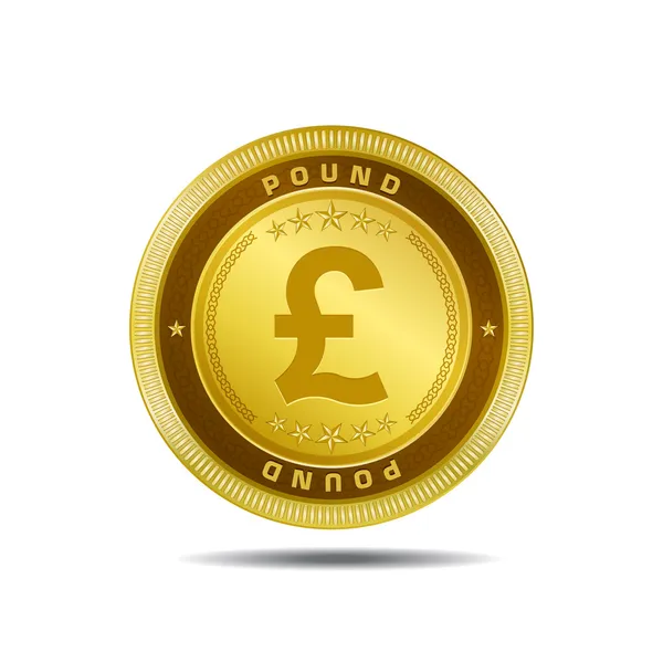 Pound Currency Sign Golden Coin Vector — Stock Vector