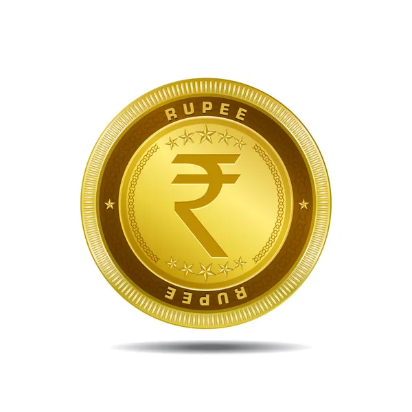Indische Rupie Zeichen Goldmünze Vektor — Stockvektor