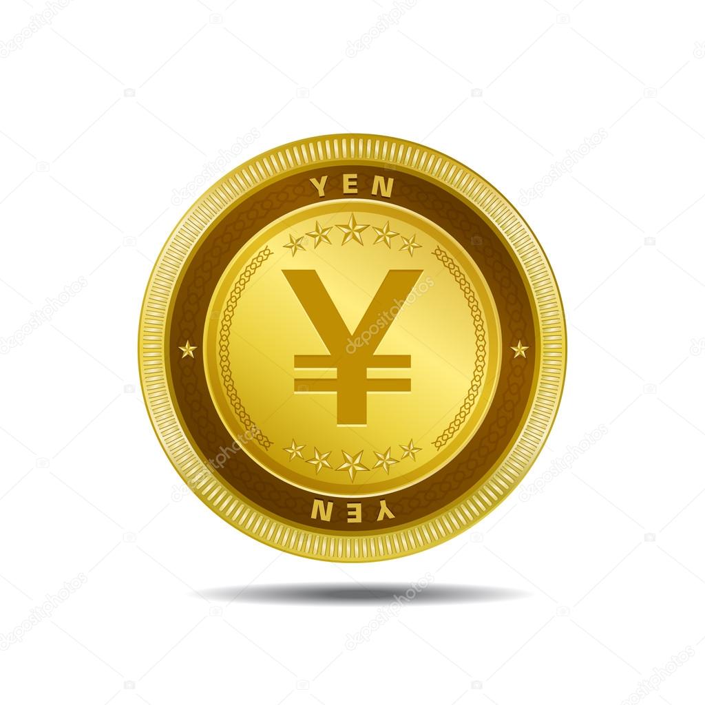 Yen Currency Sign Golden Coin Vector
