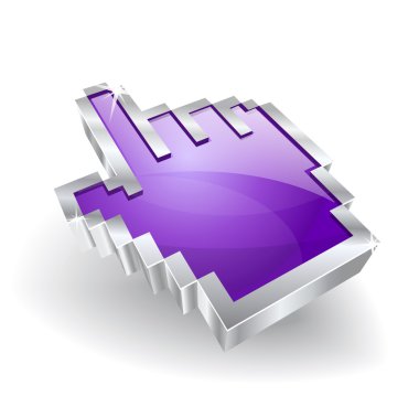 3D parlak vektör el simgesi