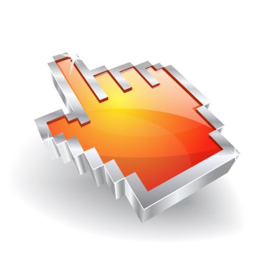 3D parlak vektör el simgesi