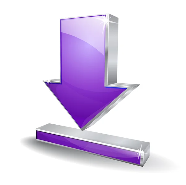 3d Nedlastingsvektor Glossy Icon – stockvektor