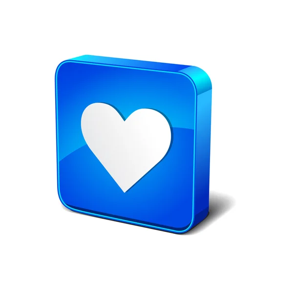 Serce znak 3d niebieski wektor prostokątne zaokrąglone ikona przycisku — Wektor stockowy