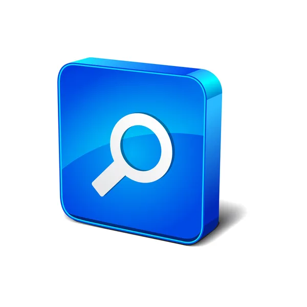Zoek knoop van het pictogram 3D-blauwe afgeronde rechthoekige vector — Stockvector