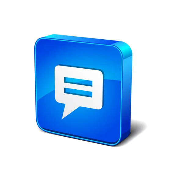 Chat Message3d Azul arredondado retangular vetor ícone botão — Vetor de Stock