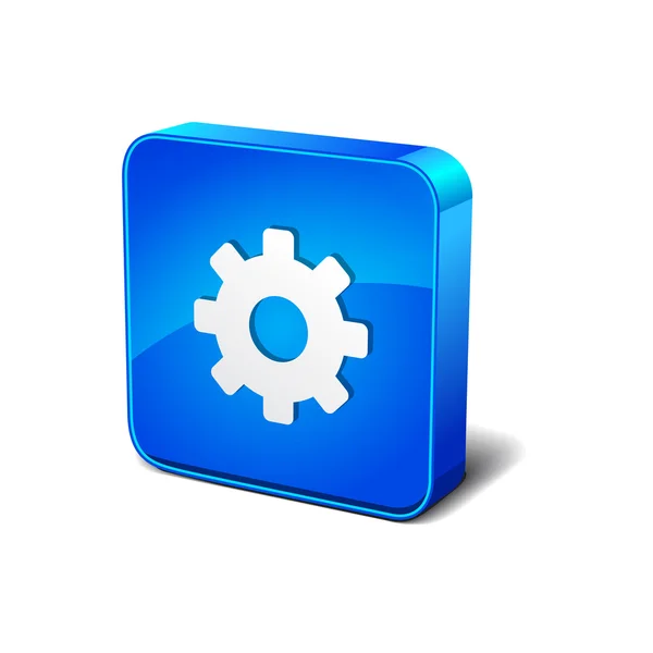 Setting 3d  Blue Rounded rectangular Vector Icon Button — Stock Vector