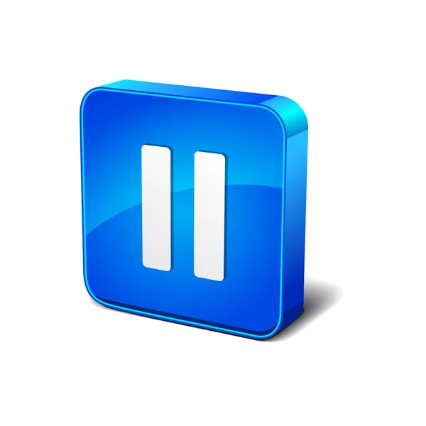 Pause 3d  Blue Rounded rectangular Vector Icon Button — Stock Vector