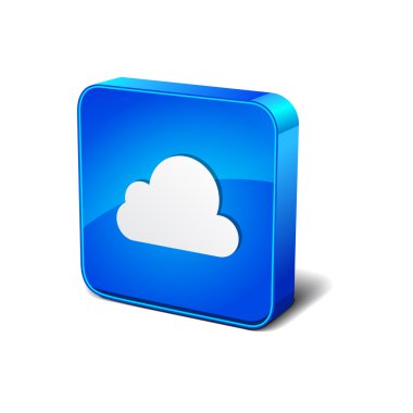 bulut 3d mavi mavi yuvarlak köşe vektör simgesi düğmesini