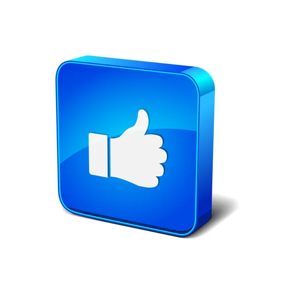 Thumbs Up 3d Blue Rounded Corner Blue Vector Icon Button — Stock Vector