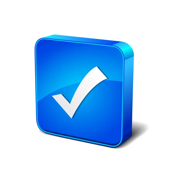 Tick Mark 3d azul redondeado esquina azul Vector icono botón — Archivo Imágenes Vectoriales