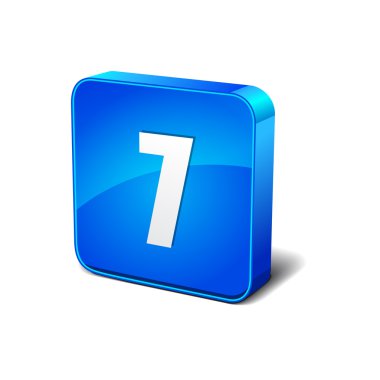 Mavi köşe vektör simgesi düğmesini 3d 7 numara