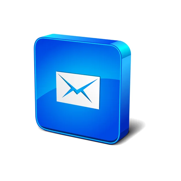 E-mail 3D-ronde hoek blauwe vector pictogram knop — Stockvector