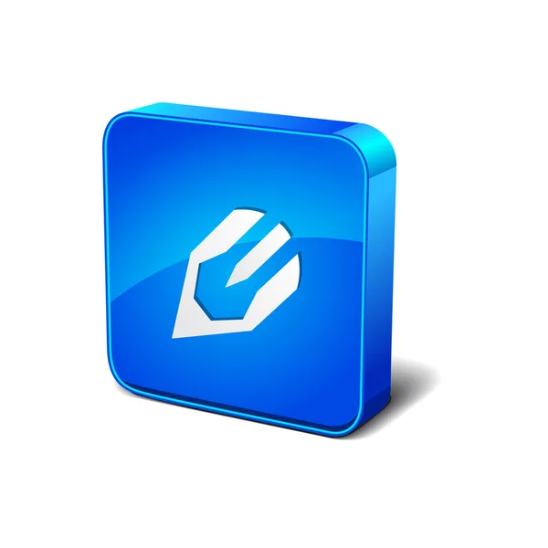 Inhoud schrijven 3D-ronde hoek blauwe vector pictogram knop — Stockvector