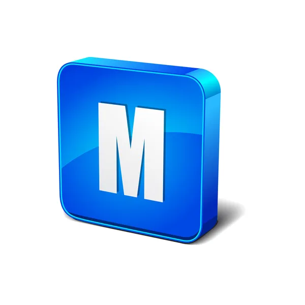 M brief 3D-ronde hoek blauwe vector pictogram knop — Stockvector