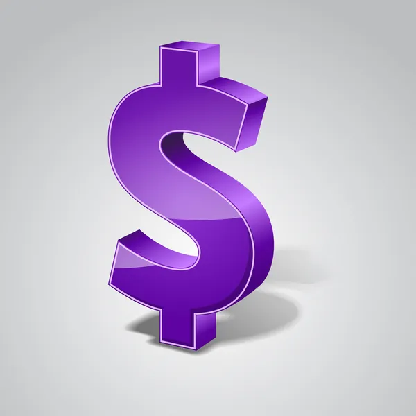 3d dólar brillante signo vectorial icono — Vector de stock