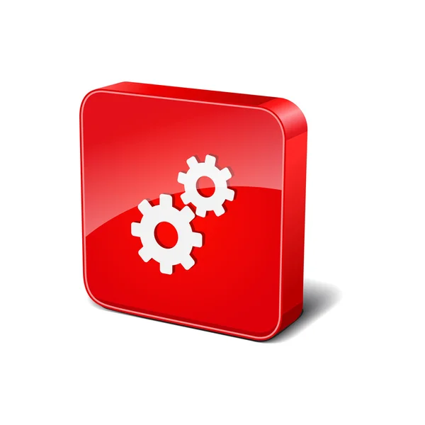 Configurações 3d canto arredondado Red Vector ícone botão — Vetor de Stock