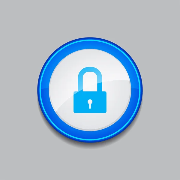 Icono de botón web vectorial azul circular protegido — Archivo Imágenes Vectoriales