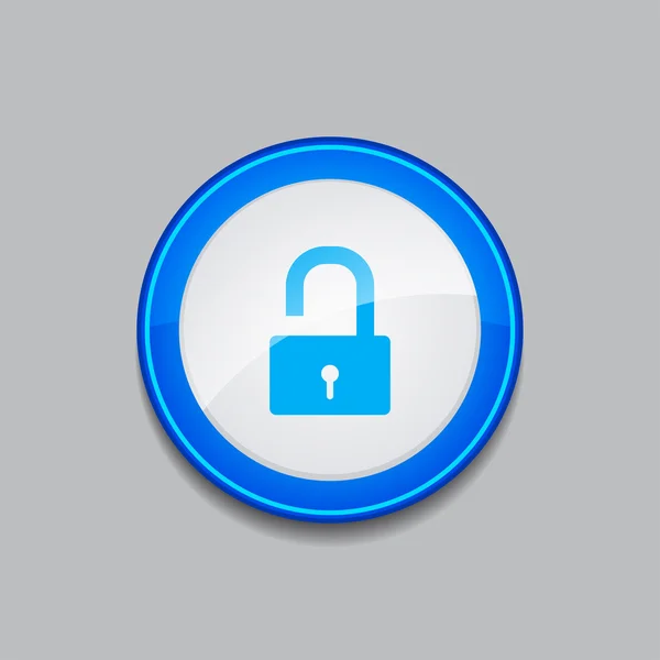 Débloquer Icône de bouton Web vectoriel bleu circulaire — Image vectorielle