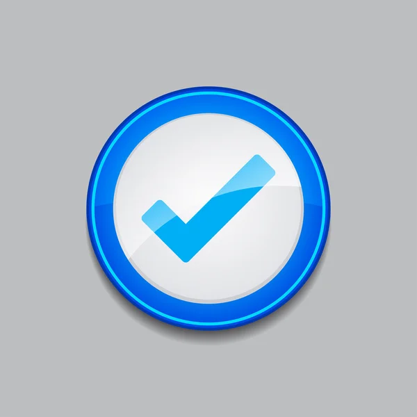 Tick Mark Circular Azul Vector Web Botón icono — Archivo Imágenes Vectoriales