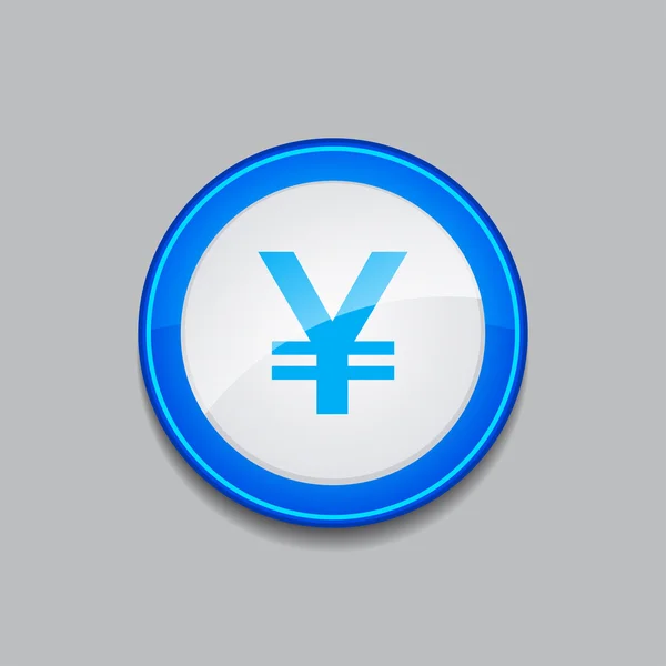 Yen Moeda Signo Vetor Circular Azul Web Ícone Botão — Vetor de Stock