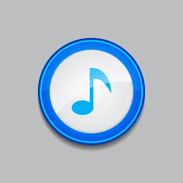 Music Note Circular Vector Blue Web Icon Button — Stock Vector