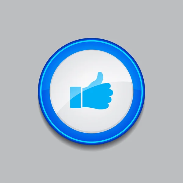 Thumbs Up Circular Vector Blue Web Icon Button — Stock Vector