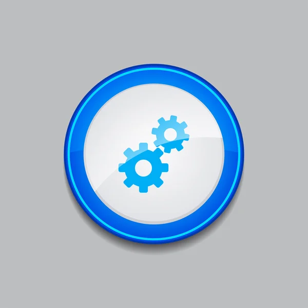 Settings Circular Vector Blue Web Icon Button — Stock Vector