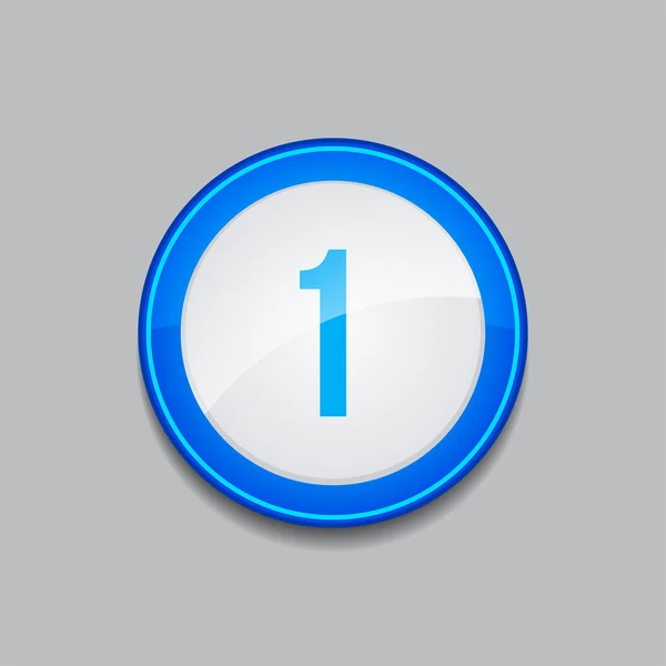 1 Number Circular Vector Blue Web Icon Button — Stock Vector