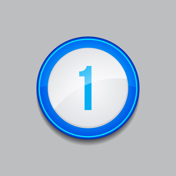 1 Number Circular Vector Blue Web Icon Button