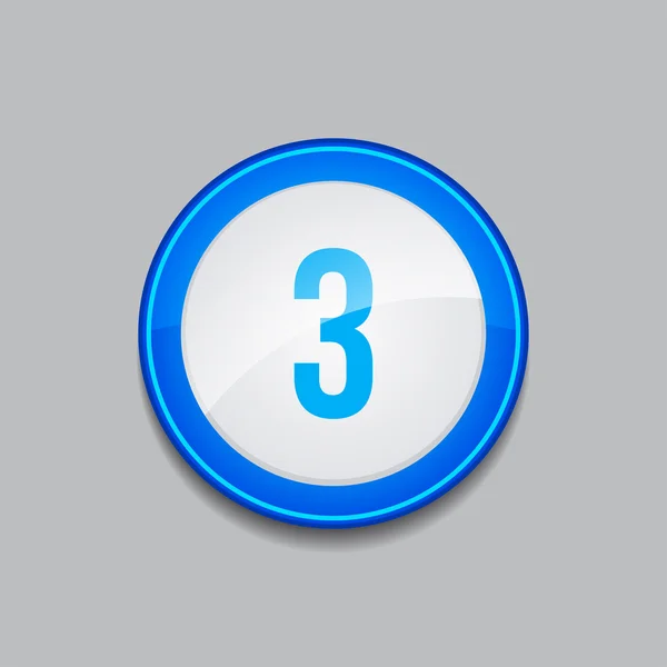 3 Number Circular Vector Blue Web Icon Button — Stock Vector