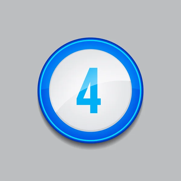 Botão circular azul do ícone da correia fotorreceptora do número 4 — Vetor de Stock