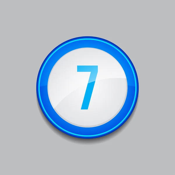 Botão circular azul do ícone da correia fotorreceptora do número 7 — Vetor de Stock