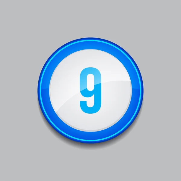 9 원형 벡터 블루 웹 아이콘 버튼 번호 — 스톡 벡터