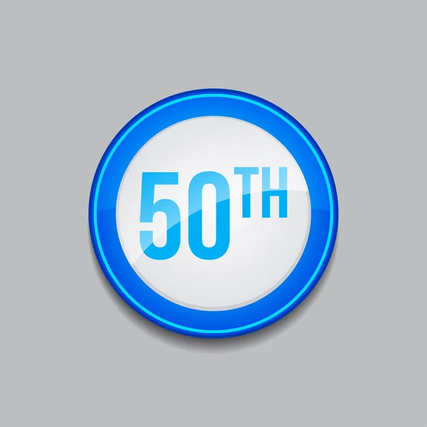 50th Circular Vector Blue Web Icon Button — Stock Vector