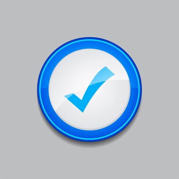 Tick Mark Circular Vector Azul Web Botón icono — Archivo Imágenes Vectoriales