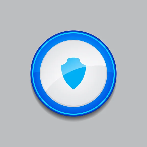 Ασπίδα διάνυσμα κυκλικό μπλε web κουμπί εικονίδιο — Διανυσματικό Αρχείο