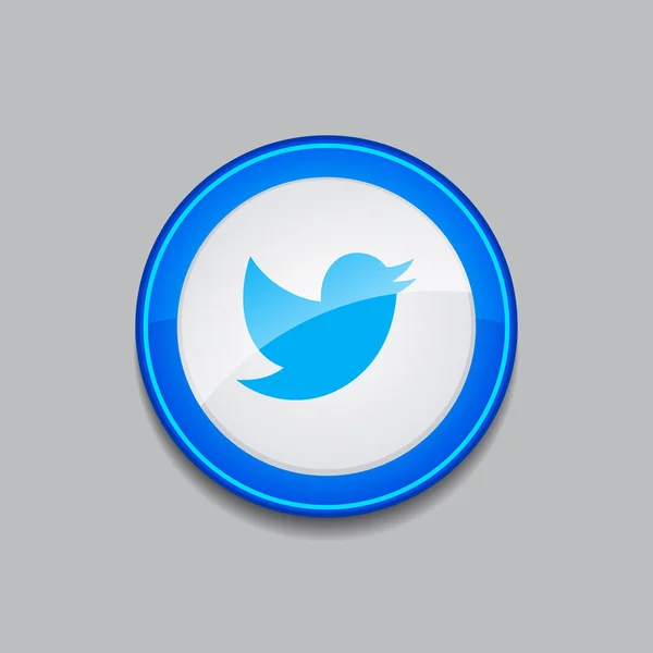 Botón de icono de vector azul circular 3d pájaro — Vector de stock
