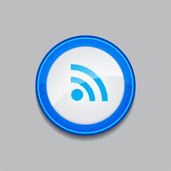 RSS Circular Vector Blue Web ícone botão — Vetor de Stock