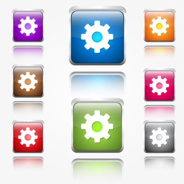 ayarları yuvarlak köşe parlak vektör web simge düğmesini ayarlamak