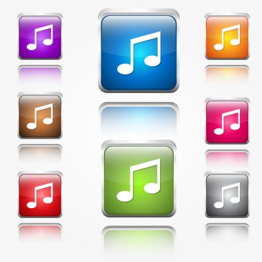 müzik notlar Oturum yuvarlak köşe vektör web simge düğmesini ayarlamak